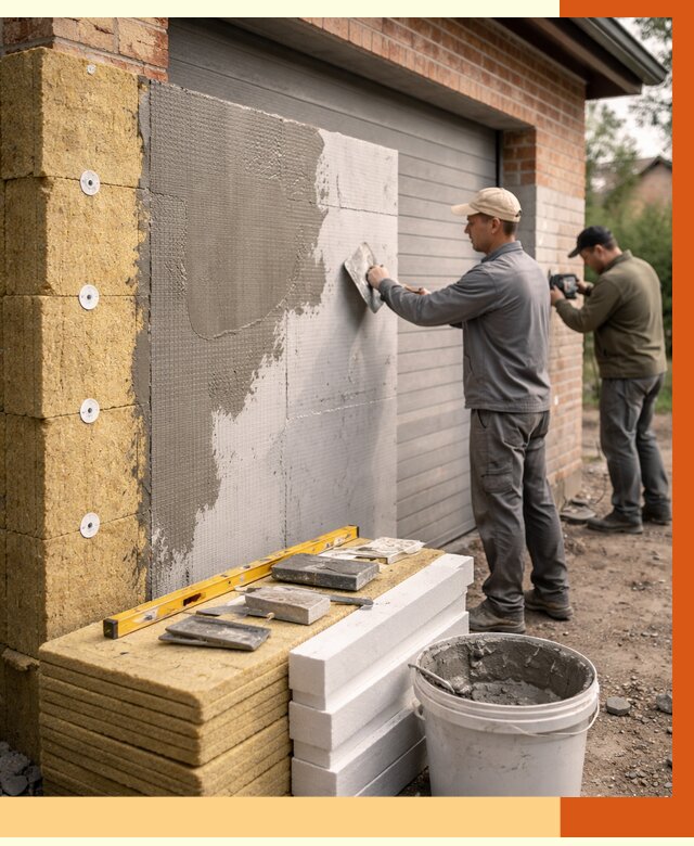 Утепление гаража снаружи в Кизилюрте от 4337 руб. за м2 — наружное утепление под ключ | ТепломастерКзт