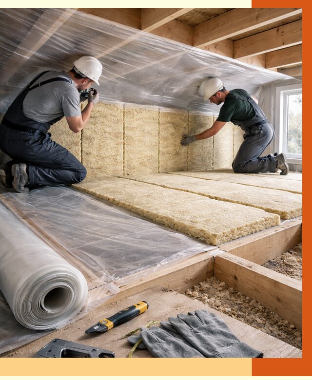 Утепление перекрытий в Кизилюрте от 2943 руб/м2 — утепление межэтажных и чердачных | ТепломастерКзт