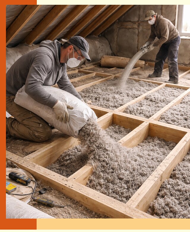 Заполнение полостей чердачного перекрытия в Кизилюрте качественно и надёжно