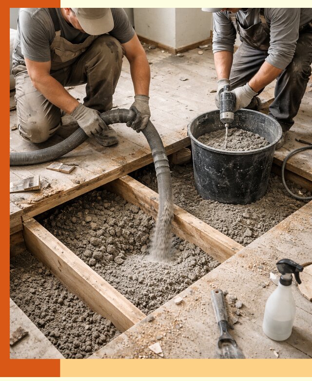 Заполнение пустот пола в Кизилюрте полиуретаном и пенополистиролом