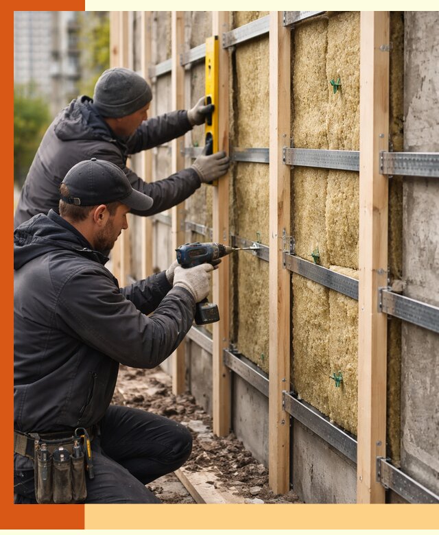 Монтаж обрешетки под утепление зданий и квартир в Кизилюрте